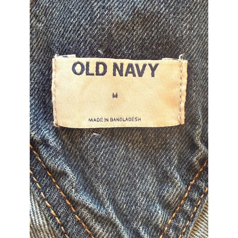 Old Navy Denim Shortalls Medium Wash Cotton Jean Overalls Shorts Womens Size M - Picture 3 of 4